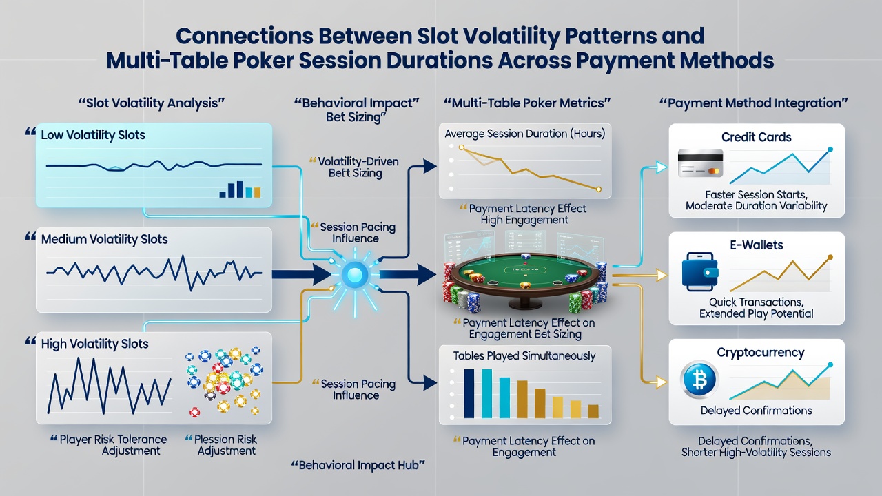 Data visualization of payment gateway transaction flows linking slot volatility to poker session lengths