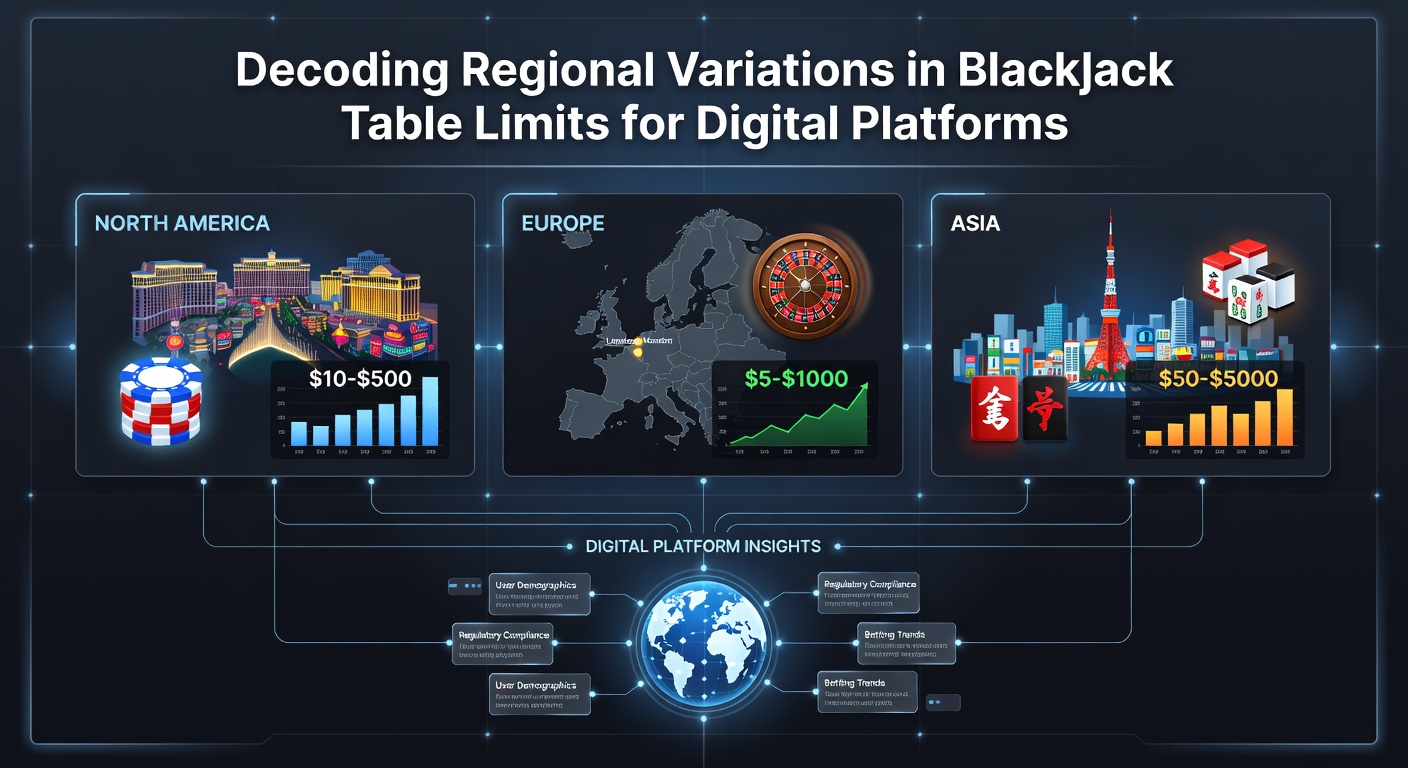 Digital blackjack interface showing table limit indicators across multiple regions