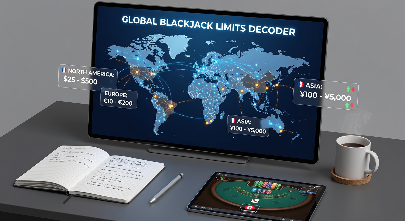 Regional map overlay highlighting blackjack table limit differences on digital platforms