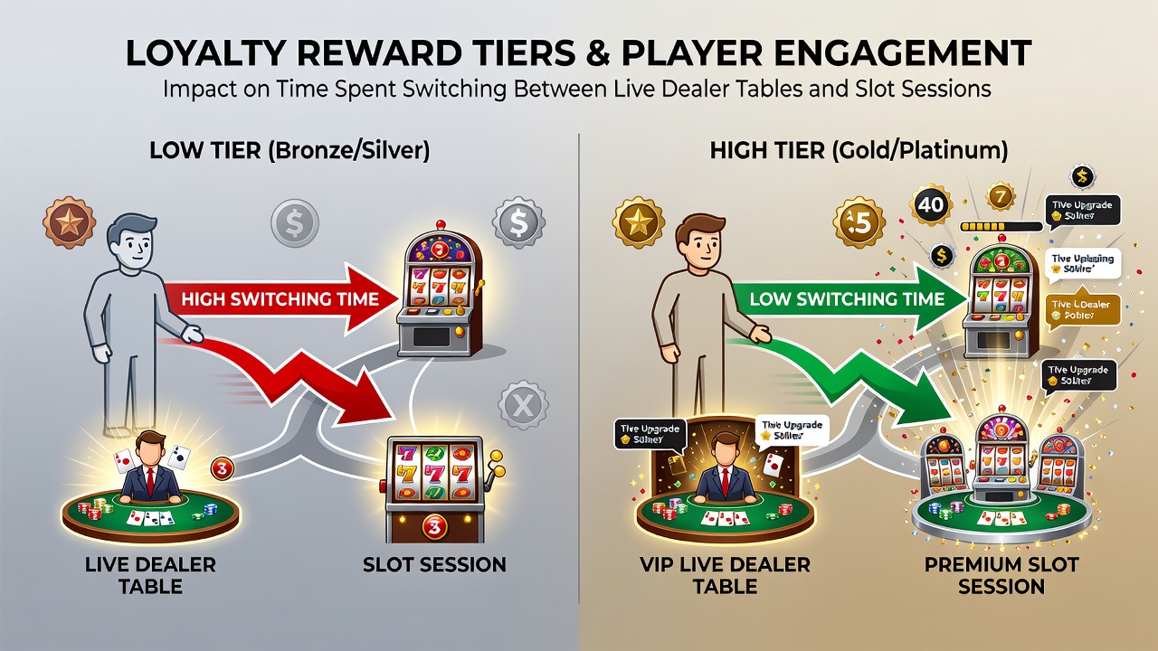 Analytics dashboard displaying session switch times across loyalty tiers and payment types
