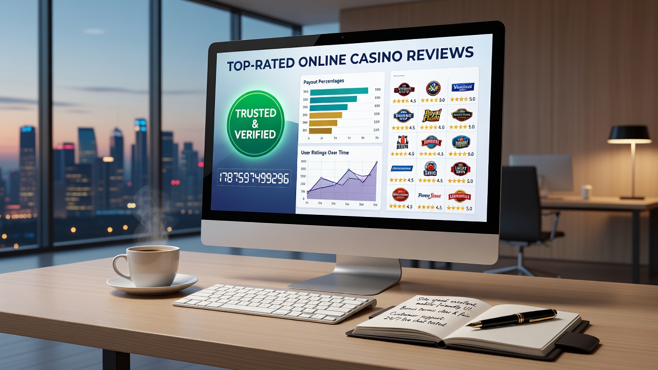 Detailed breakdown of casino game categories and software provider logos used in review comparisons